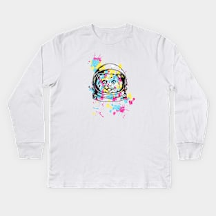 mischievous space kitten Kids Long Sleeve T-Shirt